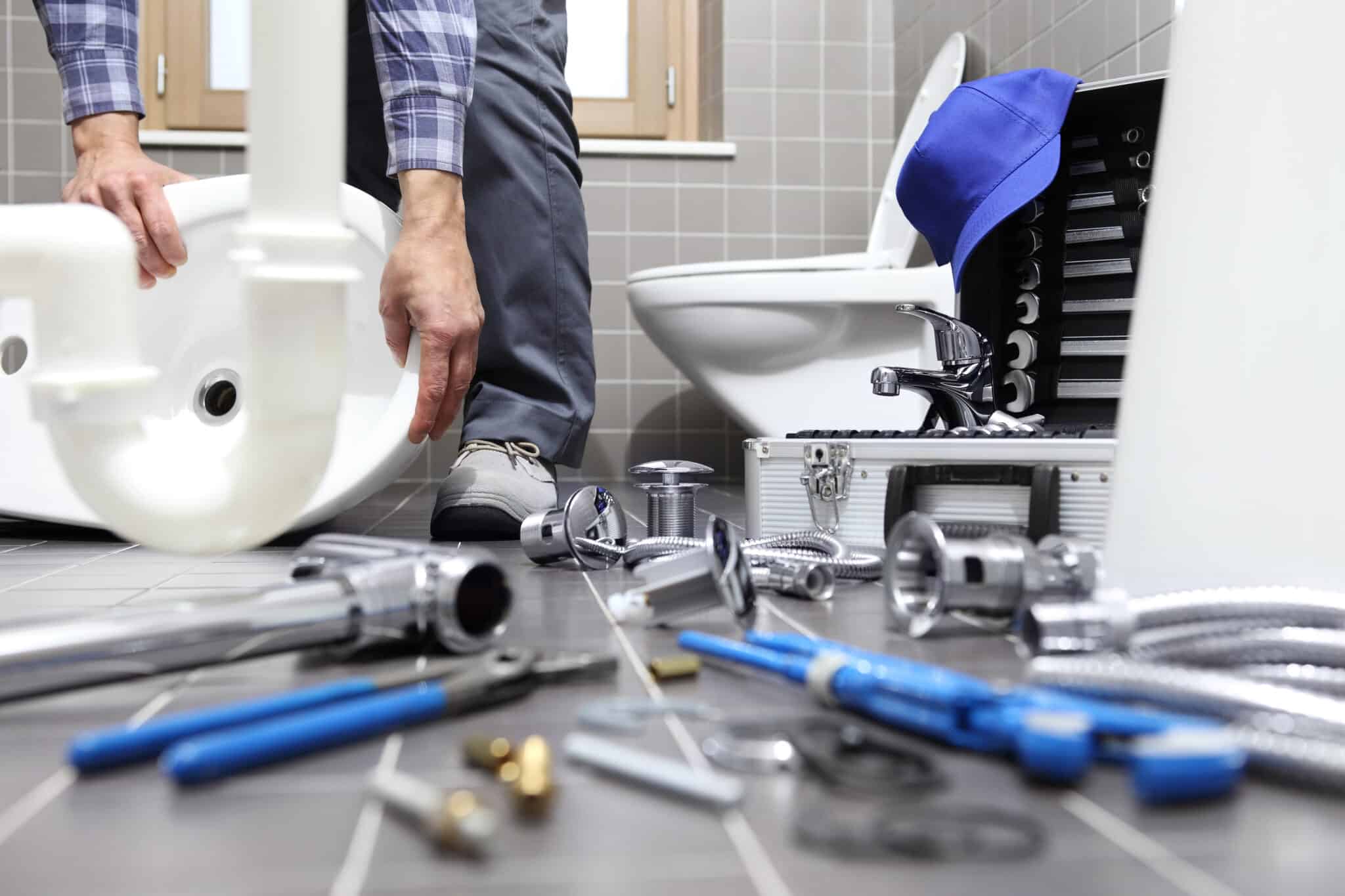 Plumbing repair service, assemble and install concept, High-Efficiency Toilets.