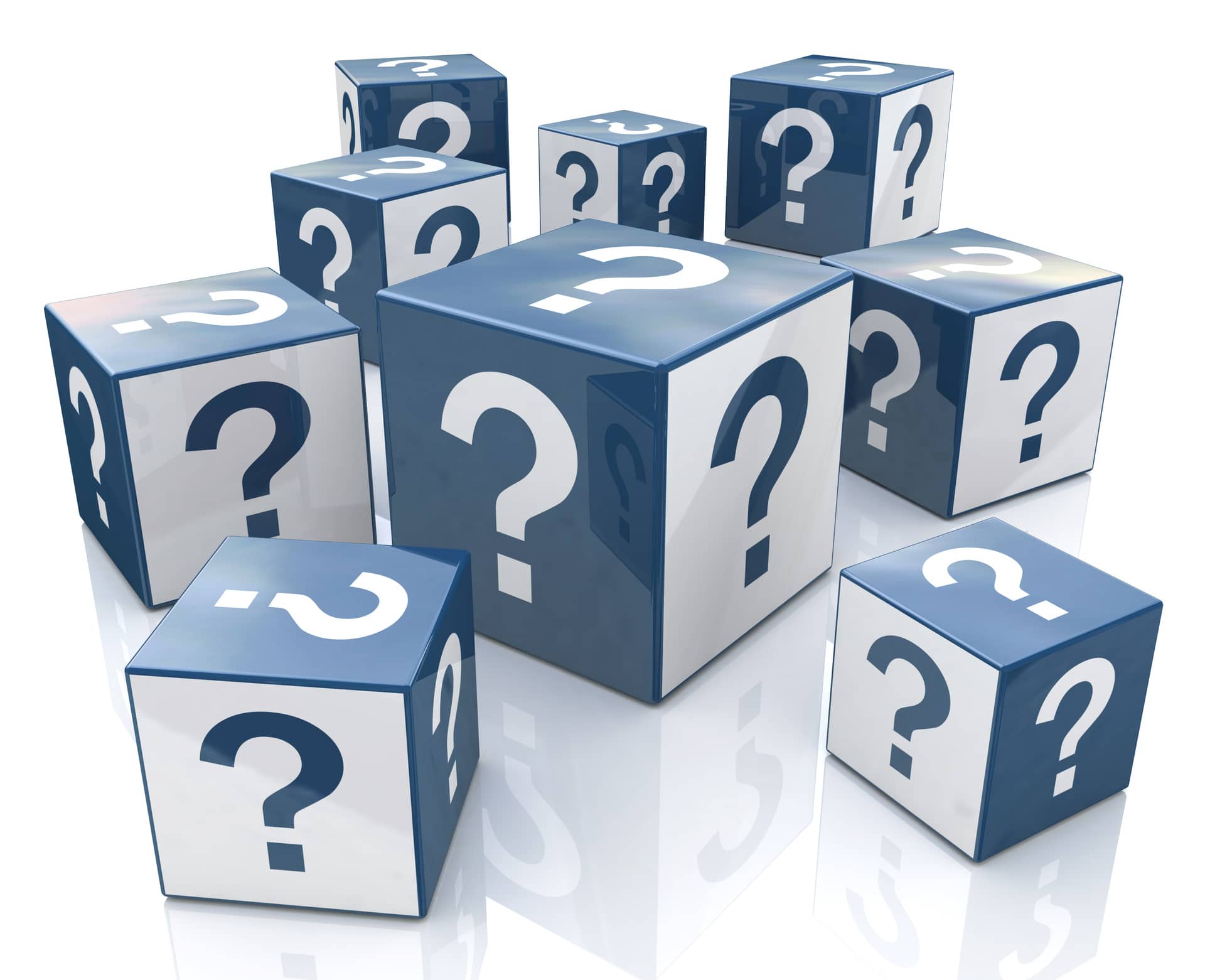 AC Replacement in Knoxville - Knowing the Right Time 2 AC replacement frequently asked questions, cubes on white background.