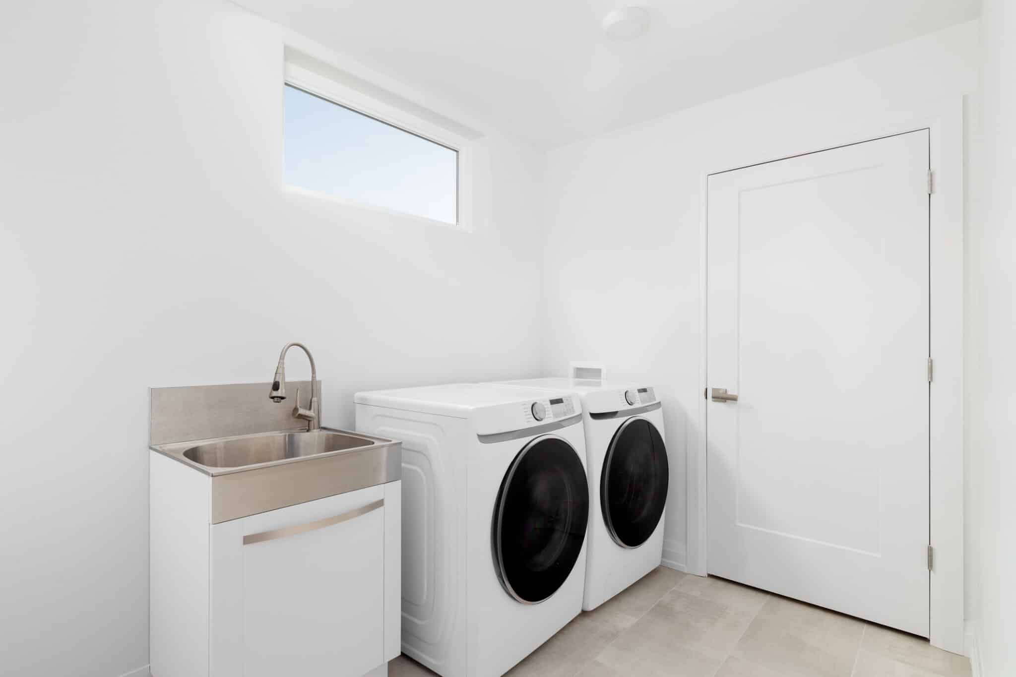 Laundry sink install made simple for tight utility spaces.